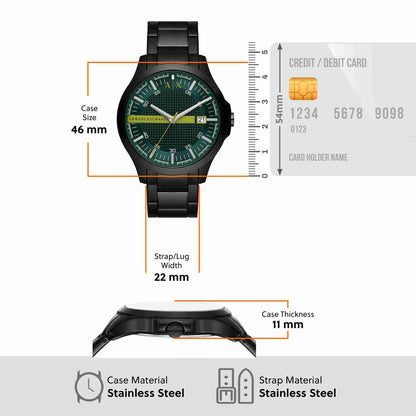 Armani Exchange Hampton AX2407 Men's Watch – Sleek Black Dial with Black Stainless Steel Bracelet
