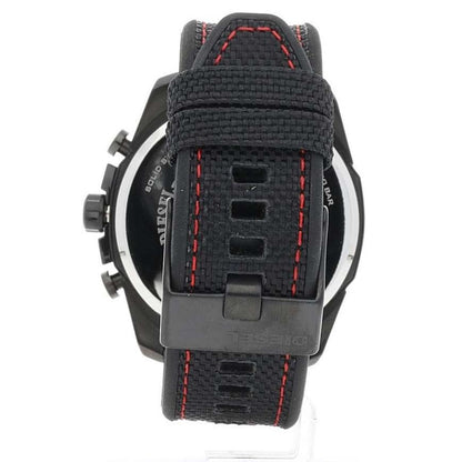 Diesel DZ4512 Mega Chief Chronograph Men's Watch – Silver Dial & Black Leather Strap