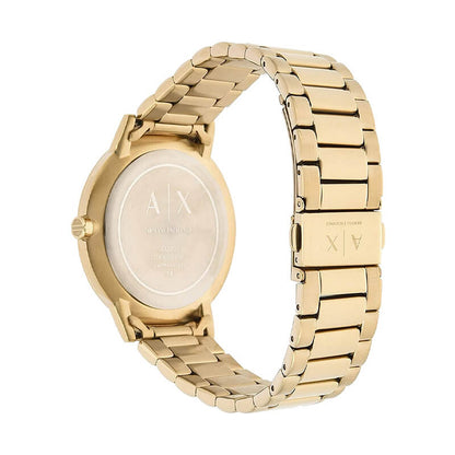 Armani Exchange Cayde AX2707 Men's Analog Watch – Gold Dial with Coordinated Gold Stainless Steel Strap