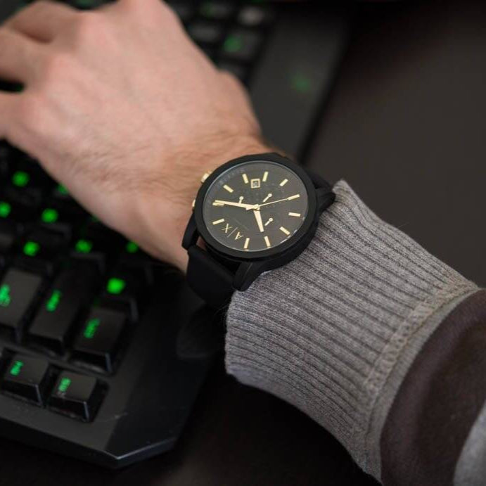 Armani Exchange Outerbanks AX7105 Men's Chronograph Watch – Black Dial with Black Stainless Steel Strap