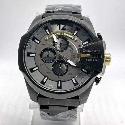 Diesel DZ4479 Mega Chief Chronograph Men's Watch – Grey Dial & Black Steel Strap
