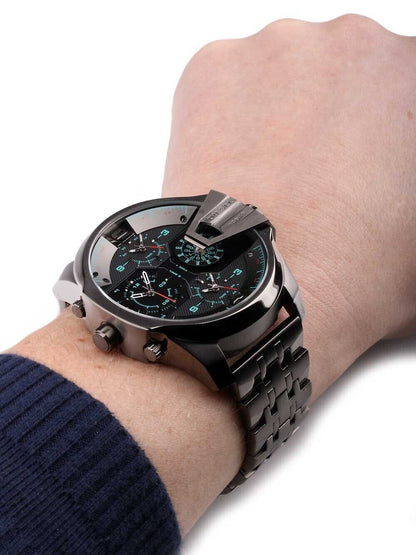 Diesel DZ7372 Uber Chief Chronograph Men's Watch – Black Dial & Grey Stainless Steel Strap