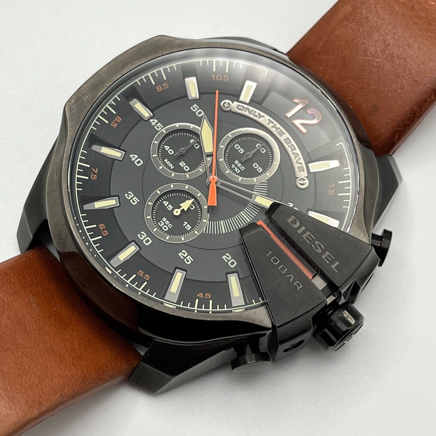 Diesel DZ4343 Mega Chief Chronograph Men's Watch – Black Dial & Brown Leather Strap