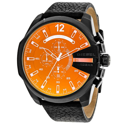 Diesel DZ4323 Mega Chief Chronograph Men's Watch – Black Dial & Black Leather Strap
