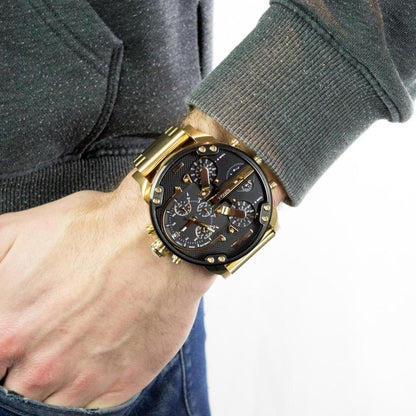 Diesel DZ7333 Mr. Daddy 2.0 Chronograph Men's Watch – Black Dial & Gold Stainless Steel Strap