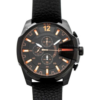 Diesel DZ4291 Mega Chief Chronograph Men's Watch – Black Dial & Black Leather Strap