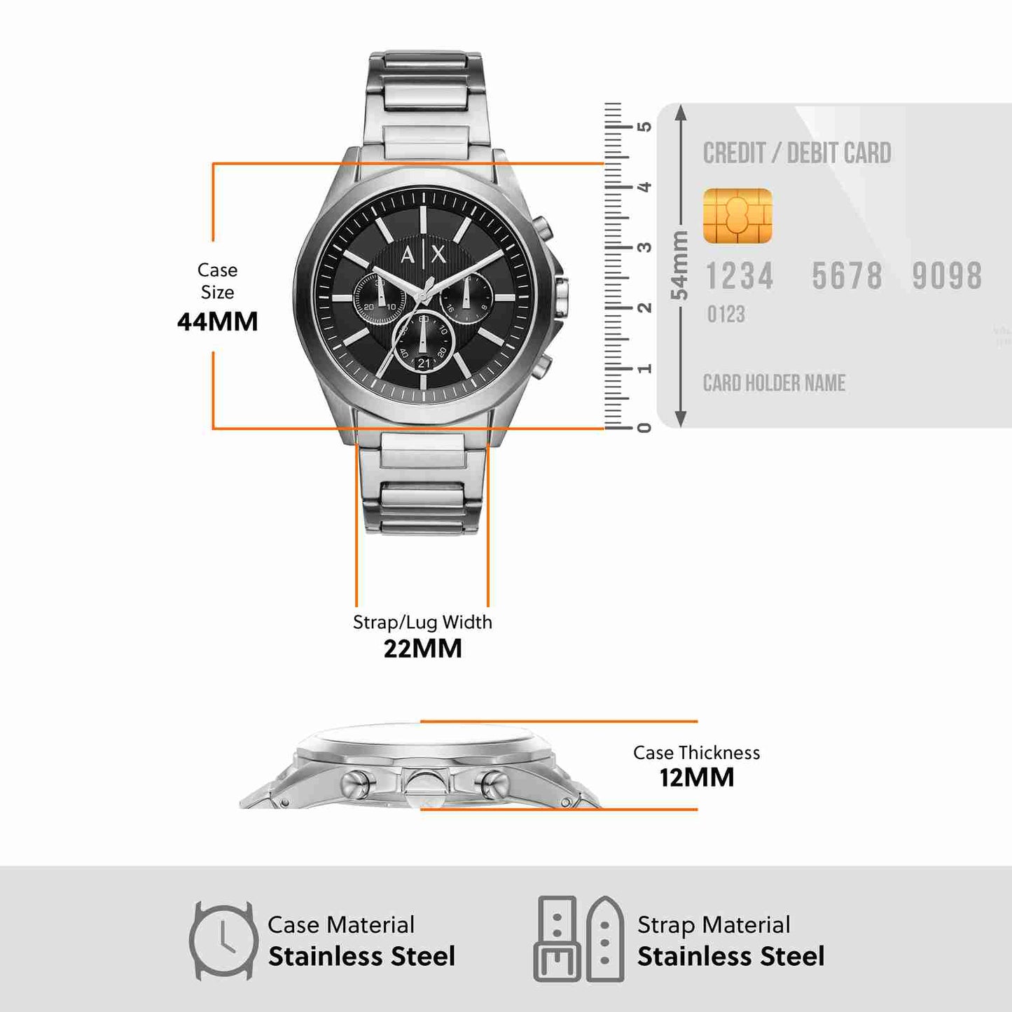 Armani Exchange Drexler AX2600 Men's Chronograph Watch – Black Dial with Silver Stainless Steel Strap