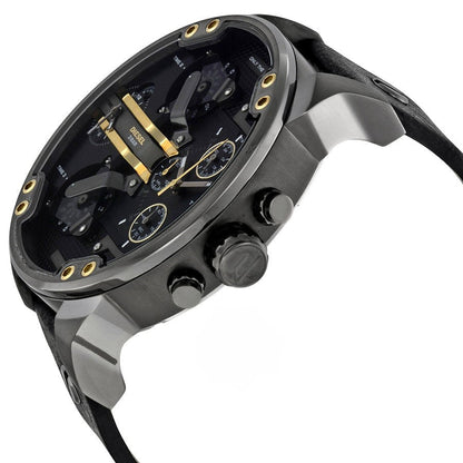 Diesel DZ7348 Mr. Daddy 2.0 Chronograph Men's Watch – Black Dial & Black Leather Strap